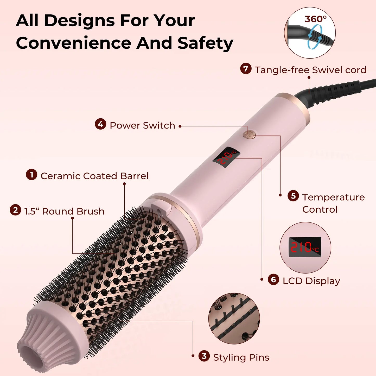 Heated Curling Iron Brush.