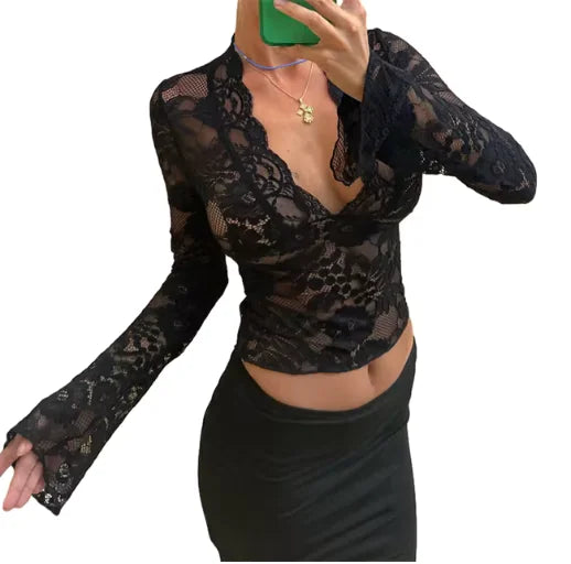 Luxe Lace Deep V Top.