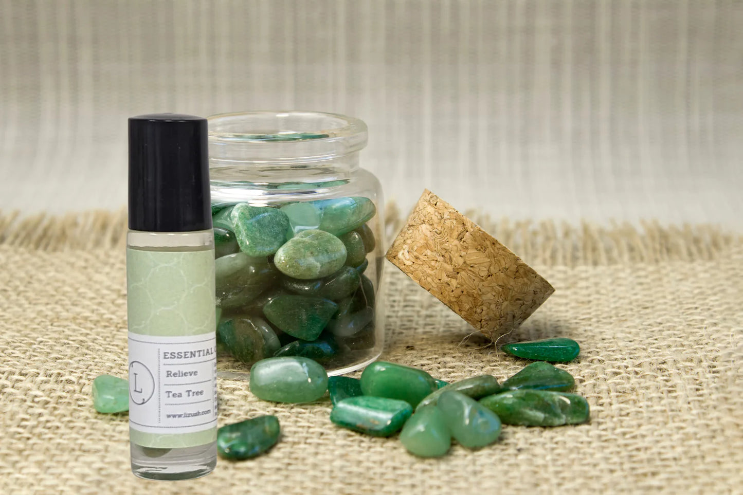 Set of Essential Oils Roll-On with Crystals.