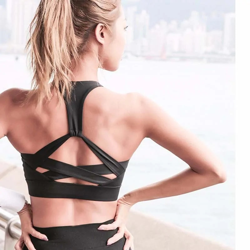 Strap Push Up Sports Bra Athletic Vest for Women.