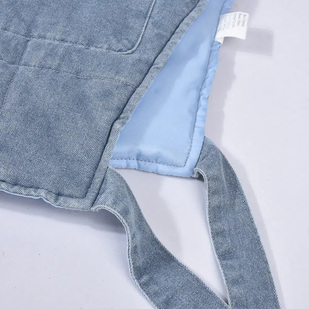 Hooded Denim Vest Jacket.