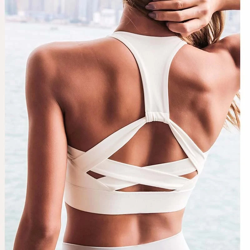 Strap Push Up Sports Bra Athletic Vest for Women.