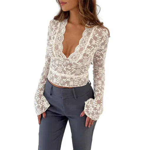 Luxe Lace Deep V Top.