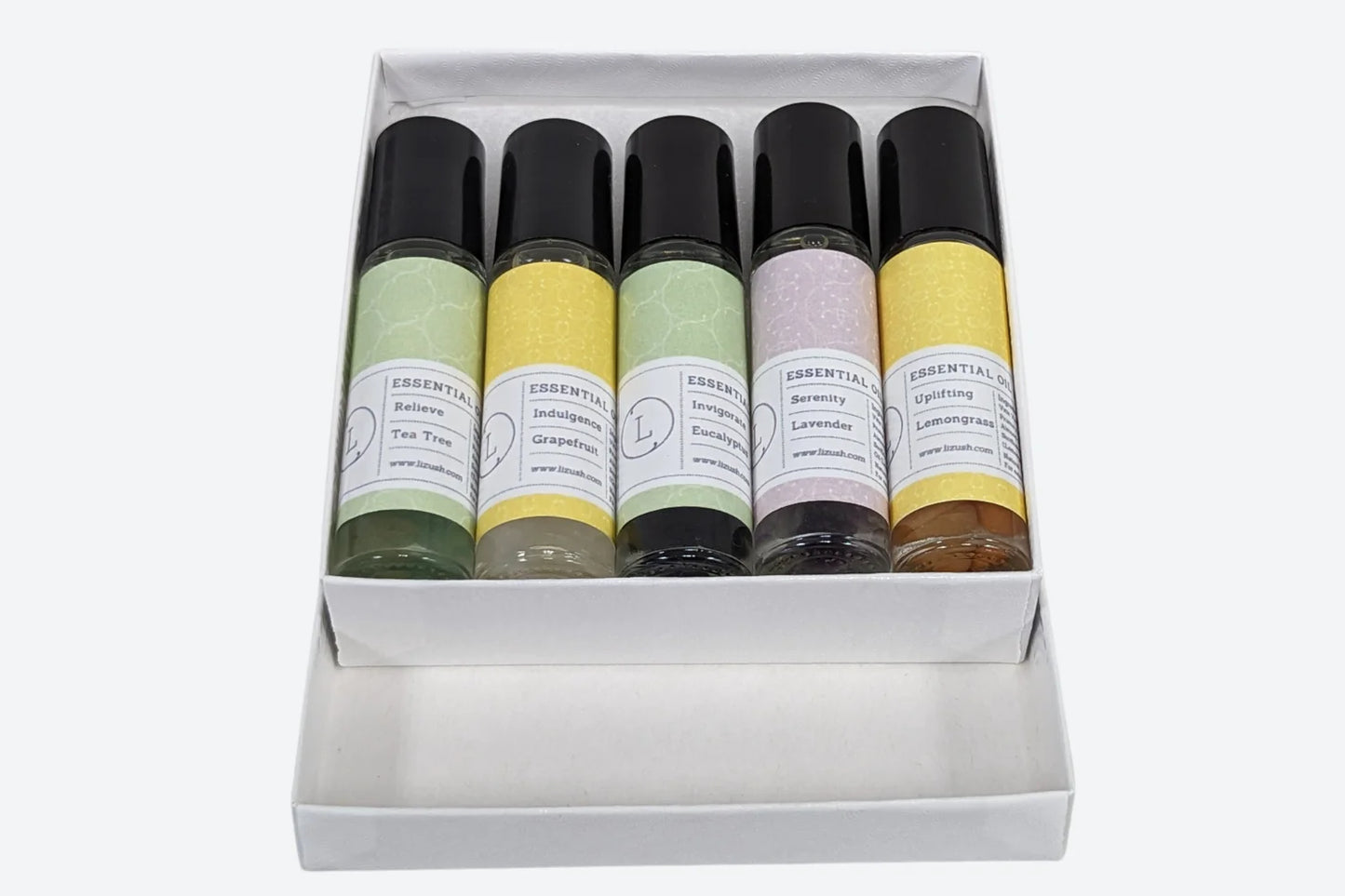 Set of Essential Oils Roll-On with Crystals.