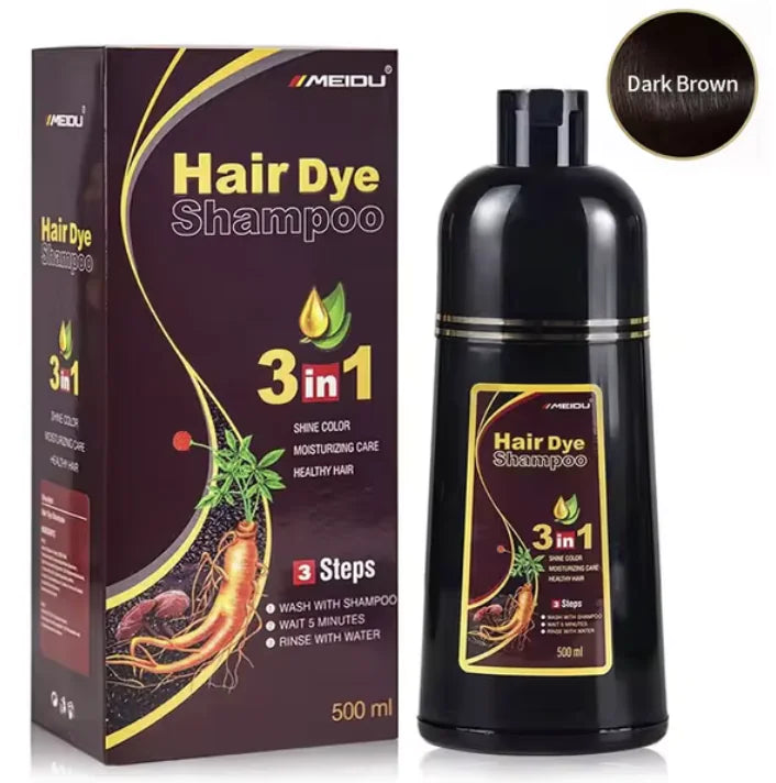 3-in-1 Natural Hair Dye Shampoo - Quick & Easy Gray Coverage, Cleanses & Nourishes.