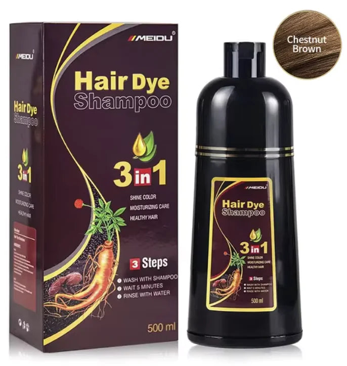 3-in-1 Natural Hair Dye Shampoo - Quick & Easy Gray Coverage, Cleanses & Nourishes.